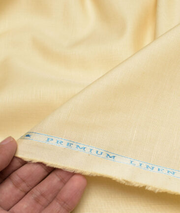 Cavallo by Linen Club Men's Cotton Linen Solids Unstitched Shirt or Kurta Fabric (Astra Cream)