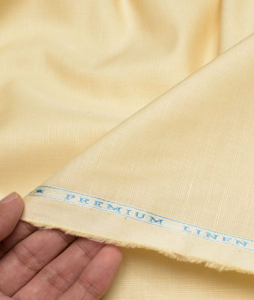 Cavallo by Linen Club Men's Cotton Linen Solids Unstitched Shirt or Kurta Fabric (Astra Cream)