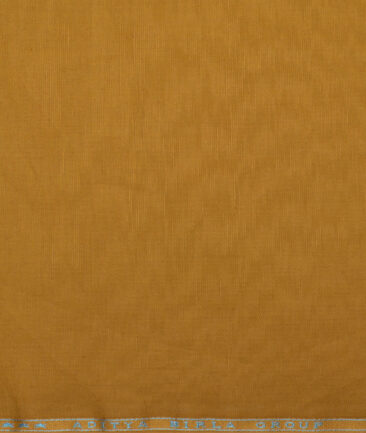 Cavallo by Linen Club Men's Cotton Linen Solids Unstitched Shirt or Kurta Fabric (Golden Brown)