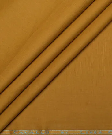 Cavallo by Linen Club Men's Cotton Linen Solids Unstitched Shirt or Kurta Fabric (Golden Brown)