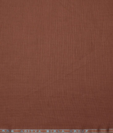Cavallo by Linen Club Men's Cotton Linen Solids Unstitched Shirt or Kurta Fabric (Copper Rust Brown)