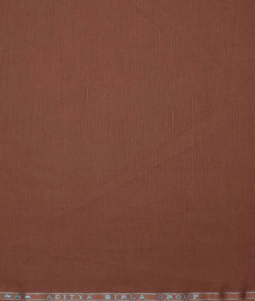Cavallo by Linen Club Men's Cotton Linen Solids Unstitched Shirt or Kurta Fabric (Copper Rust Brown)