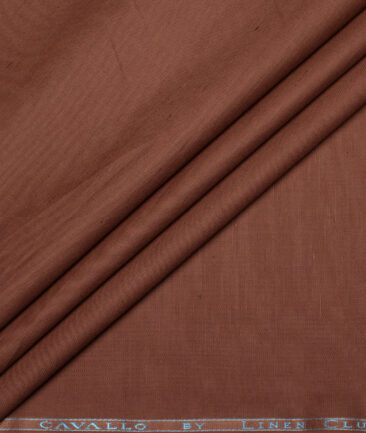 Cavallo by Linen Club Men's Cotton Linen Solids Unstitched Shirt or Kurta Fabric (Copper Rust Brown)