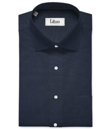 Cavallo by Linen Club Men's Cotton Linen Solids Unstitched Shirt or Kurta Fabric (Dark Blue)