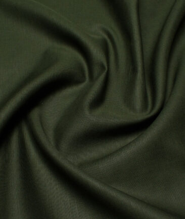 Cavallo by Linen Club Men's Cotton Linen Solids Unstitched Shirt or Kurta Fabric (Dark Olive Green)