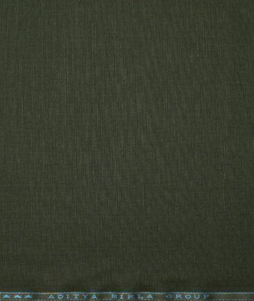 Cavallo by Linen Club Men's Cotton Linen Solids Unstitched Shirt or Kurta Fabric (Dark Olive Green)