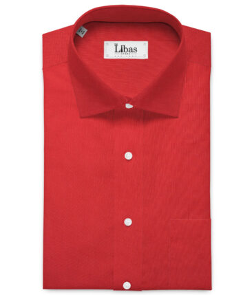 Cavallo by Linen Club Men's Cotton Linen Solids Unstitched Shirt or Kurta Fabric (Red)