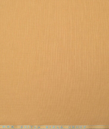 Cavallo by Linen Club Men's Cotton Linen Solids Unstitched Shirt or Kurta Fabric (Tacao Brown)