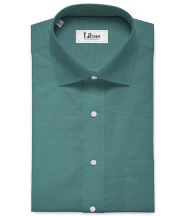 Cavallo by Linen Club Men's Cotton Linen Solids Unstitched Shirt or Kurta Fabric (Teal Green)