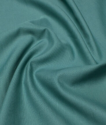 Cavallo by Linen Club Men's Cotton Linen Solids Unstitched Shirt or Kurta Fabric (Teal Green)