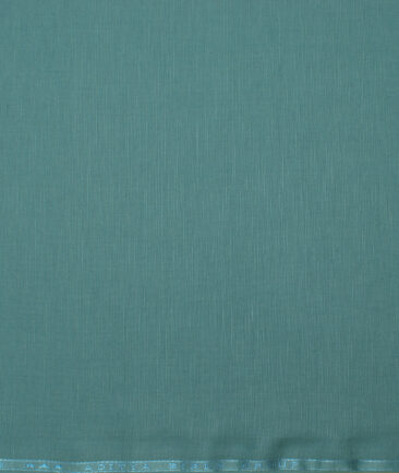 Cavallo by Linen Club Men's Cotton Linen Solids Unstitched Shirt or Kurta Fabric (Teal Green)