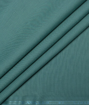 Cavallo by Linen Club Men's Cotton Linen Solids Unstitched Shirt or Kurta Fabric (Teal Green)