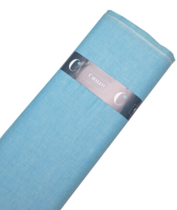Cavallo by Linen Club Men's Cotton Linen Solids Unstitched Shirt or Kurta Fabric (Arctic Blue)