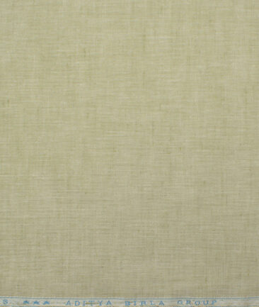 Cavallo by Linen Club Men's Cotton Linen Solids Unstitched Shirt or Kurta Fabric (Light Olive Green)
