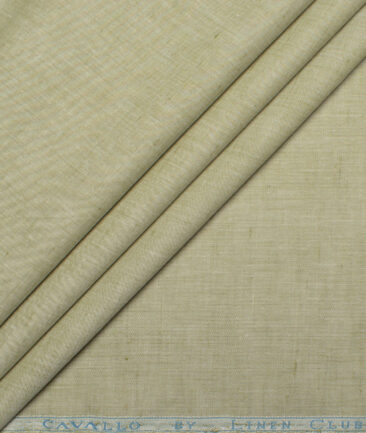 Cavallo by Linen Club Men's Cotton Linen Solids Unstitched Shirt or Kurta Fabric (Light Olive Green)