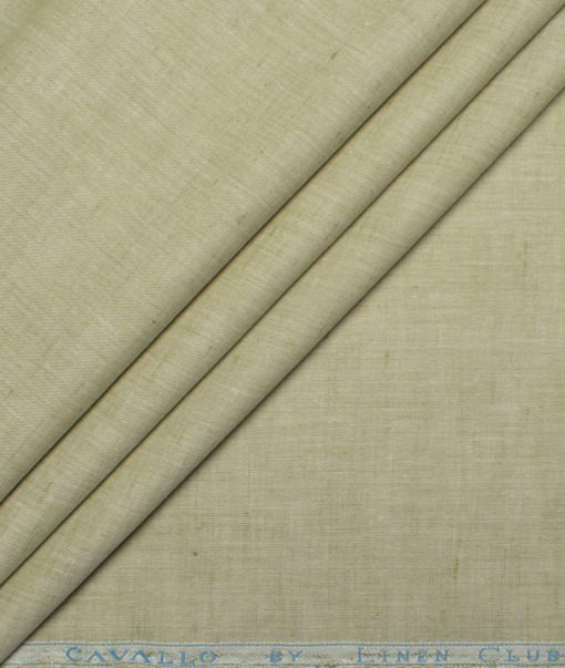 Cavallo by Linen Club Men's Cotton Linen Solids Unstitched Shirt or Kurta Fabric (Light Olive Green)