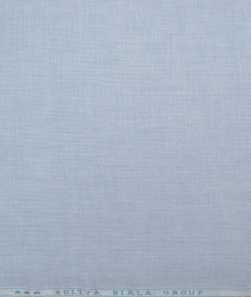 Cavallo by Linen Club Men's Cotton Linen Solids Unstitched Shirt or Kurta Fabric (Sky Blue)