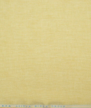 Cavallo by Linen Club Men's Cotton Linen Solids Unstitched Shirt or Kurta Fabric (Sweet Corn Yellow)