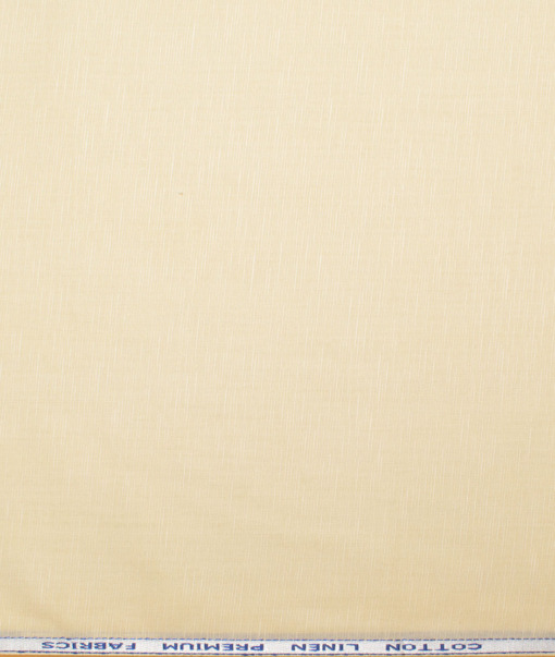 Solino Men's Cotton Linen Solids Unstitched Shirt or Kurta Fabric (Dairy Cream)