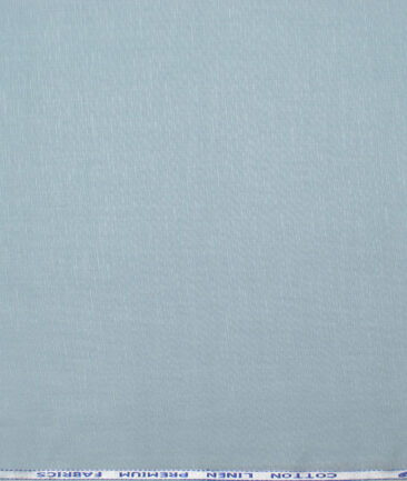 Solino Men's Cotton Linen Solids Unstitched Shirt or Kurta Fabric (Light Aqua Blue)