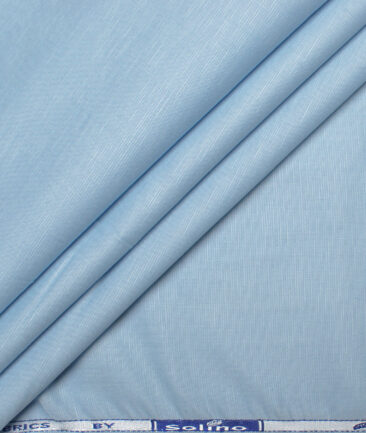 Solino Men's Cotton Linen Solids Unstitched Shirt or Kurta Fabric (Sky Blue)