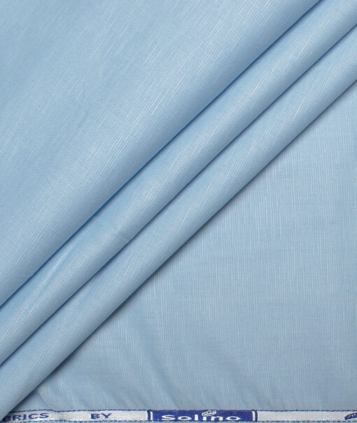 Solino Men's Cotton Linen Solids Unstitched Shirt or Kurta Fabric (Sky Blue)