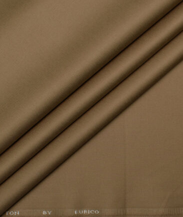 Eurico Men's Luxurious Cotton  Solids  Unstitched Chinos / Trouser Fabric (Brown).