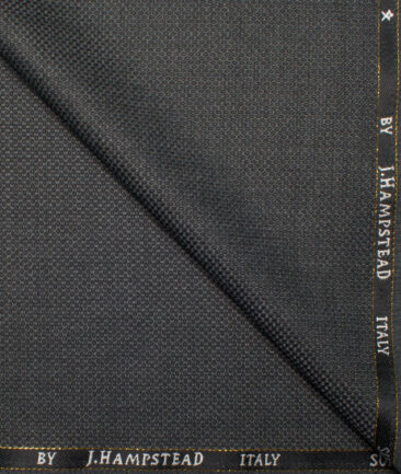 J.Hampstead Italy Men's 20% Wool Super 100's Structured  Unstitched Suiting Fabric (Dark Grey).