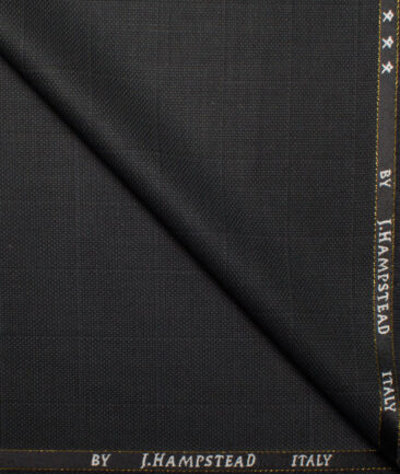 J.Hampstead Italy Men's 20% Wool Super 100's Checks  Unstitched Suiting Fabric (Dark Grey).
