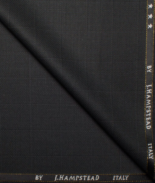 J.Hampstead Italy Men's 20% Wool Super 100's Checks  Unstitched Suiting Fabric (Dark Grey).