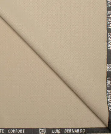 Luigi Bernardo Italy Men's 35% Wool Super 120's Structured  Unstitched Suiting Fabric (Beige).