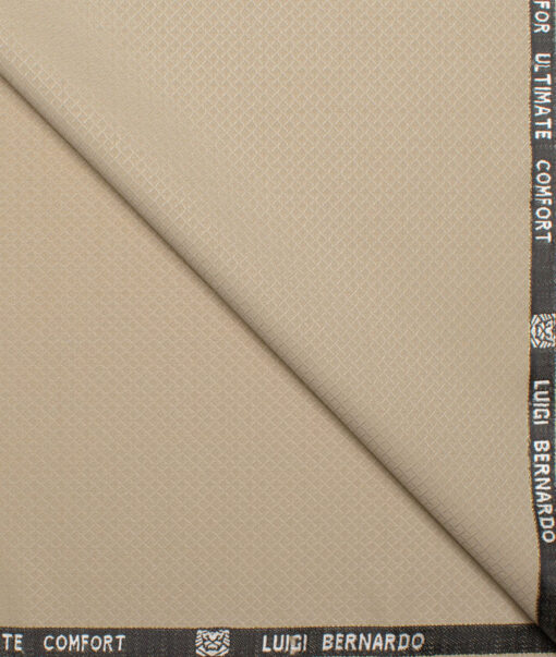 Luigi Bernardo Italy Men's 35% Wool Super 120's Structured  Unstitched Suiting Fabric (Beige).