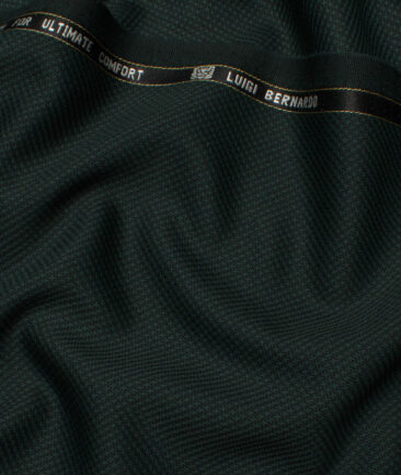 Luigi Bernardo Italy Men's 35% Wool Super 120's Structured  Unstitched Suiting Fabric (Dark Green).