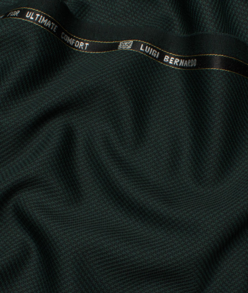 Luigi Bernardo Italy Men's 35% Wool Super 120's Structured  Unstitched Suiting Fabric (Dark Green).