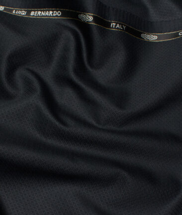 Luigi Bernardo Italy Men's 35% Wool Super 120's Structured  Unstitched Suiting Fabric (Dark Navy Blue).