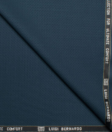 Luigi Bernardo Italy Men's 35% Wool Super 120's Structured  Unstitched Suiting Fabric (Dark Peacock Blue).