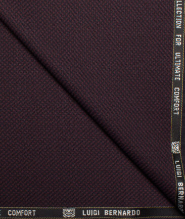 Luigi Bernardo Italy Men's 35% Wool Super 120's Structured  Unstitched Suiting Fabric (Dark Wine).