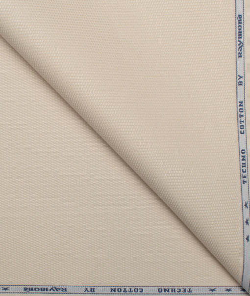 Raymond Men's Techno Cotton  Structured  Unstitched Chinos / Trouser Fabric (Cream).