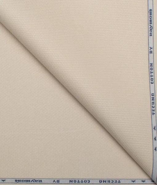 Raymond Men's Techno Cotton  Structured  Unstitched Chinos / Trouser Fabric (Cream).