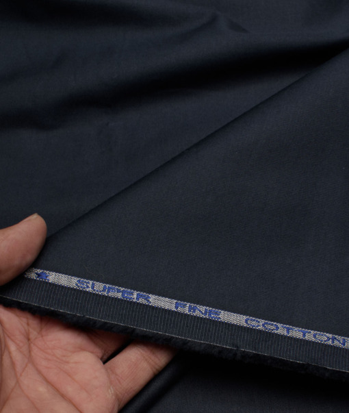Raymond Men's Superfine Cotton  Solids  Unstitched Chinos / Trouser Fabric (Dark Navy Blue).