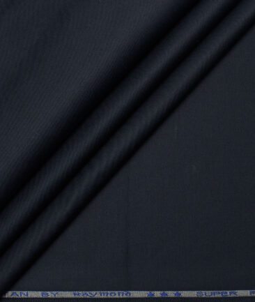 Raymond Men's Superfine Cotton  Solids  Unstitched Chinos / Trouser Fabric (Dark Navy Blue).