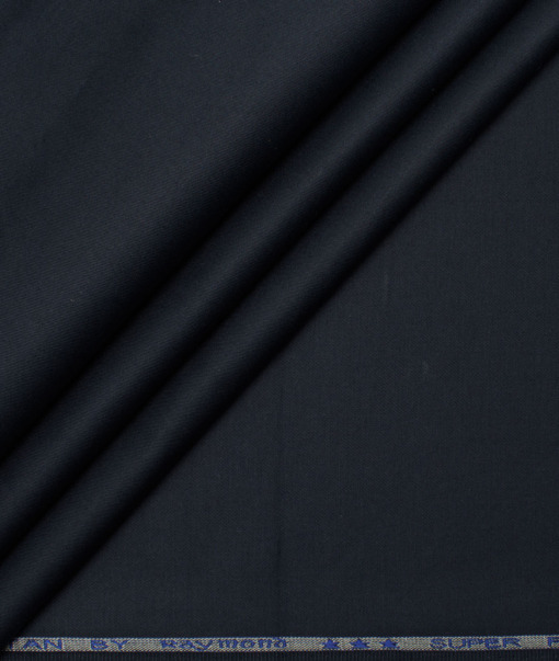Raymond Men's Superfine Cotton  Solids  Unstitched Chinos / Trouser Fabric (Dark Navy Blue).