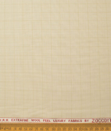 Fashion Flair Men's Terry Rayon  Checks  Unstitched Suiting Fabric (Beige)