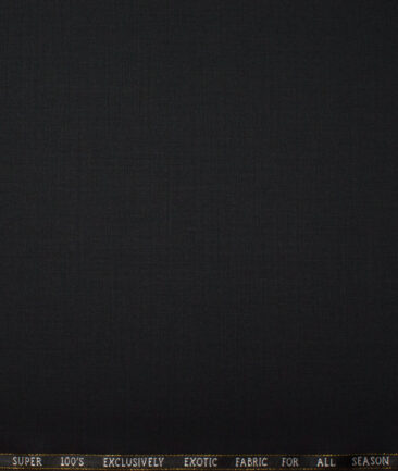 J.Hampstead Italy Men's 20% Wool Super 100's Solids  Unstitched Suiting Fabric (Jet Black)