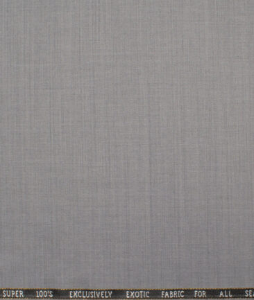 J.Hampstead Italy Men's 20% Wool Super 100's Self Design  Unstitched Suiting Fabric (Light Worsted Grey)