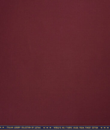 Luthai Men's  Cotton Solids  Unstitched Shirting Fabric (Dark Wine)