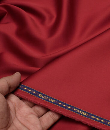 Luthai Men's  Cotton Solids  Unstitched Shirting Fabric (Red)
