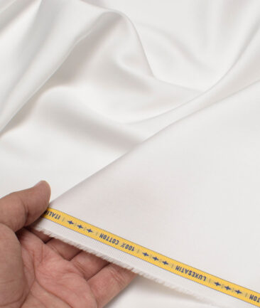 Luthai Men's  Cotton Solids  Unstitched Shirting Fabric (White)