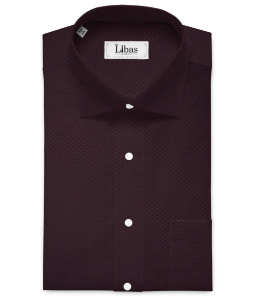 Luthai Men's  Supima Cotton Structured  Unstitched Shirting Fabric (Dark Wine)