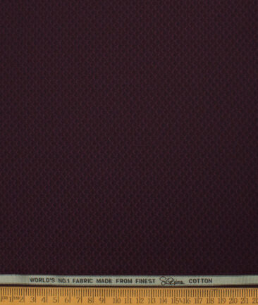 Luthai Men's  Supima Cotton Structured  Unstitched Shirting Fabric (Dark Wine)